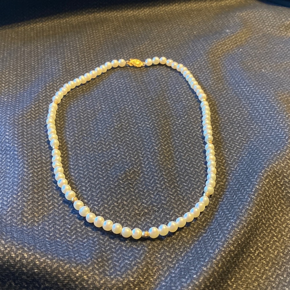 Classic Freshwater Pearl Necklace with Gold Accent